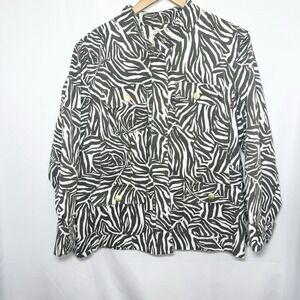 Jones New York Sport‎ Stretch Utility Safari Jacket 1X Zebra Print Cotton Chore